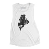 Maine State Shape Text Women's Flowey Scoopneck Muscle Tank-White-Allegiant Goods Co. Vintage Sports Apparel
