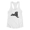 New York State Shape Text Women's Racerback Tank-White-Allegiant Goods Co. Vintage Sports Apparel