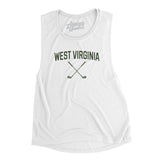 West Virginia Golf Women's Flowey Scoopneck Muscle Tank-White-Allegiant Goods Co. Vintage Sports Apparel