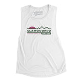 Alamogordo Mountain Sunset Women's Flowey Scoopneck Muscle Tank-White-Allegiant Goods Co. Vintage Sports Apparel