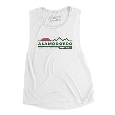 Alamogordo Mountain Sunset Women's Flowey Scoopneck Muscle Tank-White-Allegiant Goods Co. Vintage Sports Apparel