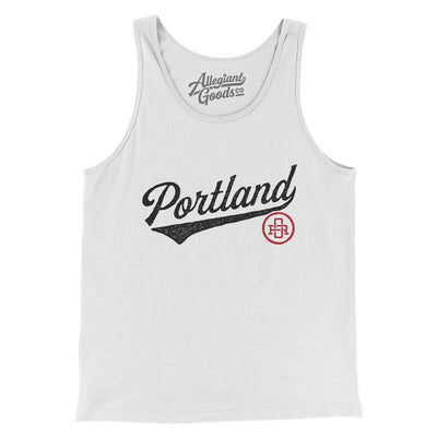 Portland Vintage Script Men/Unisex Tank Top-White-Allegiant Goods Co. Vintage Sports Apparel