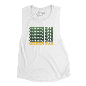 Green Bay Repeat Women's Flowey Scoopneck Muscle Tank-Allegiant Goods Co. Vintage Sports Apparel