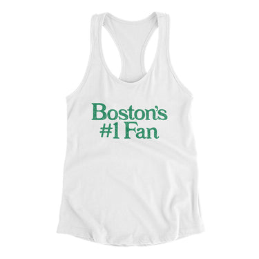 Boston's Number 1 Fan Women's Racerback Tank-White-Allegiant Goods Co. Vintage Sports Apparel