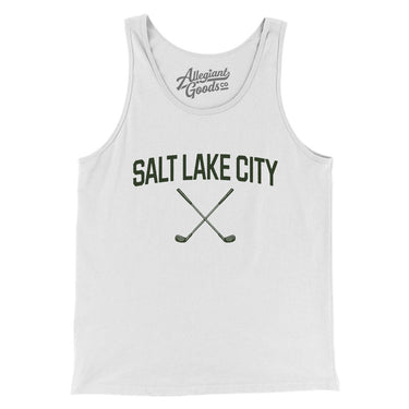 Salt Lake City Golf Men/Unisex Tank Top-White-Allegiant Goods Co. Vintage Sports Apparel