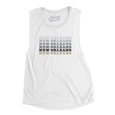 New Orleans Repeat Women's Flowey Scoopneck Muscle Tank-White-Allegiant Goods Co. Vintage Sports Apparel