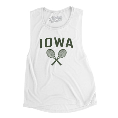 Iowa Tennis Women's Flowey Scoopneck Muscle Tank-White-Allegiant Goods Co. Vintage Sports Apparel