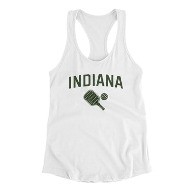 Indiana Pickleball Women's Racerback Tank-White-Allegiant Goods Co. Vintage Sports Apparel