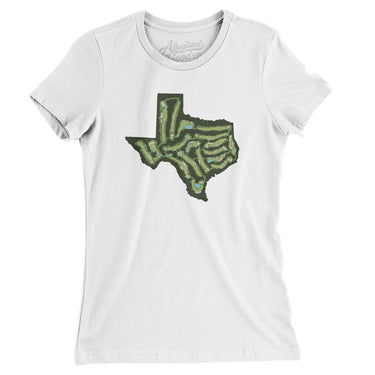 Texas Golf Course Map Women's T-Shirt-White-Allegiant Goods Co. Vintage Sports Apparel