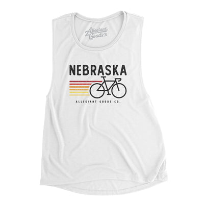 Nebraska Cycling Women's Flowey Scoopneck Muscle Tank-White-Allegiant Goods Co. Vintage Sports Apparel