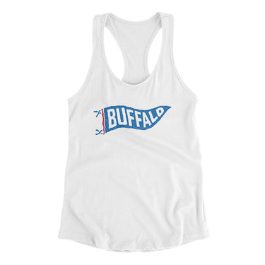Buffalo Pennant Women's Racerback Tank-White-Allegiant Goods Co. Vintage Sports Apparel