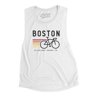 Boston Cycling Women's Flowey Scoopneck Muscle Tank-White-Allegiant Goods Co. Vintage Sports Apparel