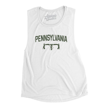 Pennsylvania Cycling Women's Flowey Scoopneck Muscle Tank-White-Allegiant Goods Co. Vintage Sports Apparel