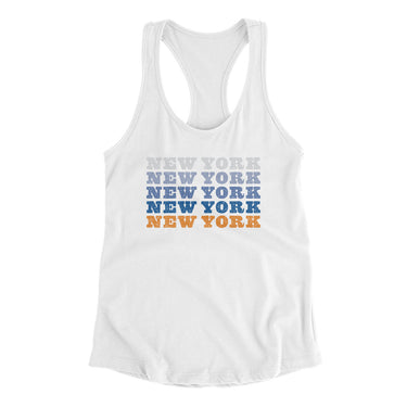 New York Repeat Women's Racerback Tank-White-Allegiant Goods Co. Vintage Sports Apparel