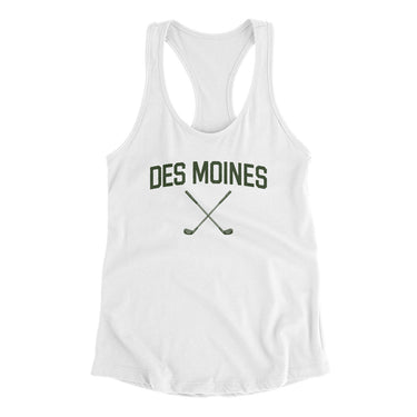 Des Moines Golf Women's Racerback Tank-White-Allegiant Goods Co. Vintage Sports Apparel