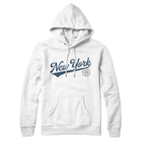 New York Vintage Script Hoodie-White-Allegiant Goods Co. Vintage Sports Apparel