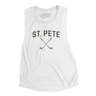 St. Pete Golf Women's Flowey Scoopneck Muscle Tank-White-Allegiant Goods Co. Vintage Sports Apparel