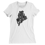 Maine State Shape Text Women's T-Shirt-White-Allegiant Goods Co. Vintage Sports Apparel