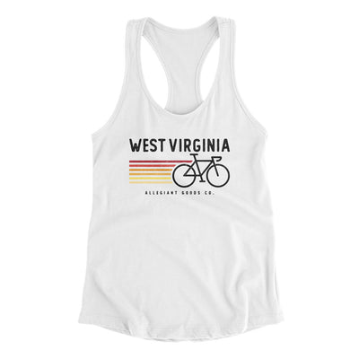 West Virginia Cycling Women's Racerback Tank-White-Allegiant Goods Co. Vintage Sports Apparel