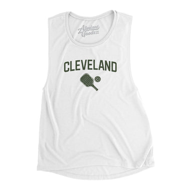 Cleveland Pickleball Women's Flowey Scoopneck Muscle Tank-White-Allegiant Goods Co. Vintage Sports Apparel
