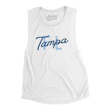 Tampa Fl Overprinted Women's Flowey Scoopneck Muscle Tank-Allegiant Goods Co. Vintage Sports Apparel