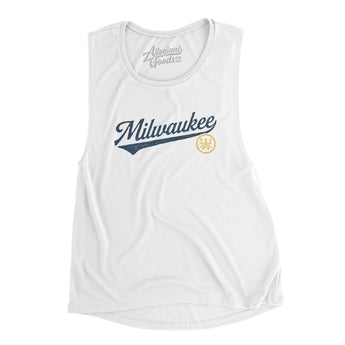 Milwaukee Vintage Script Women's Flowey Scoopneck Muscle Tank-Allegiant Goods Co. Vintage Sports Apparel