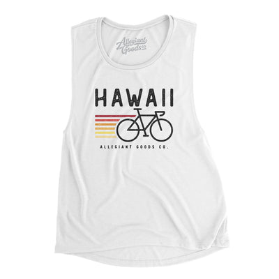 Hawaii Cycling Women's Flowey Scoopneck Muscle Tank-White-Allegiant Goods Co. Vintage Sports Apparel