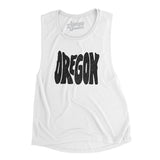 Oregon State Shape Text Women's Flowey Scoopneck Muscle Tank-White-Allegiant Goods Co. Vintage Sports Apparel