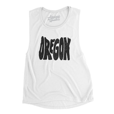 Oregon State Shape Text Women's Flowey Scoopneck Muscle Tank-White-Allegiant Goods Co. Vintage Sports Apparel