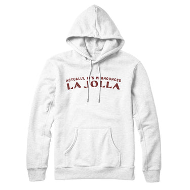 Actually It's Pronounced La Jolla Hoodie-White-Allegiant Goods Co. Vintage Sports Apparel