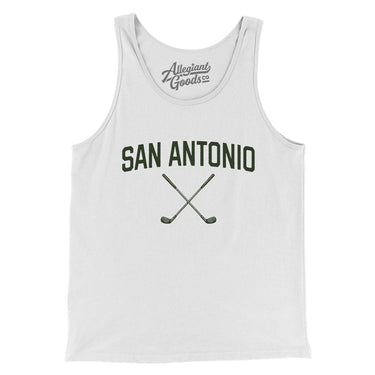 San Antonio Golf Men/Unisex Tank Top-White-Allegiant Goods Co. Vintage Sports Apparel