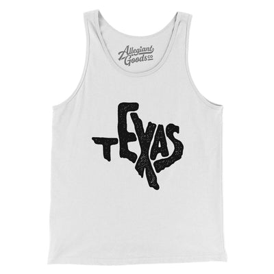 Texas State Shape Text Men/Unisex Tank Top-White-Allegiant Goods Co. Vintage Sports Apparel