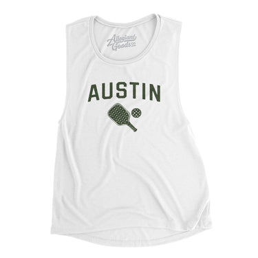 Austin Pickleball Women's Flowey Scoopneck Muscle Tank-White-Allegiant Goods Co. Vintage Sports Apparel