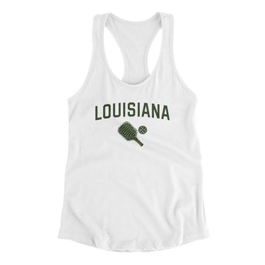 Louisiana Pickleball Women's Racerback Tank-White-Allegiant Goods Co. Vintage Sports Apparel