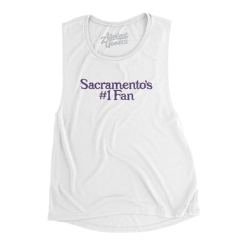 Sacramento's Number 1 Fan Women's Flowey Scoopneck Muscle Tank-White-Allegiant Goods Co. Vintage Sports Apparel