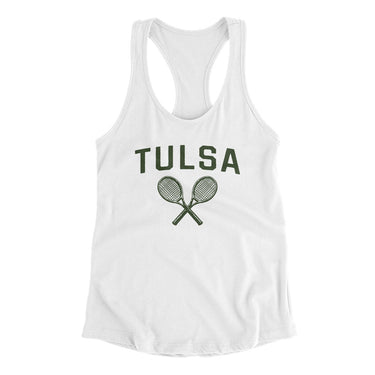 Tulsa Tennis Women's Racerback Tank-White-Allegiant Goods Co. Vintage Sports Apparel