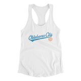 Oklahoma City Vintage Script Women's Racerback Tank-White-Allegiant Goods Co. Vintage Sports Apparel