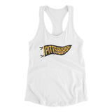 Pittsburgh Pennant Women's Racerback Tank-White-Allegiant Goods Co. Vintage Sports Apparel