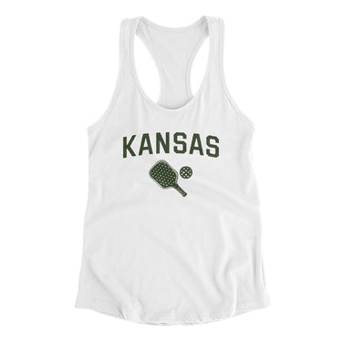 Kansas Pickleball Women's Racerback Tank-White-Allegiant Goods Co. Vintage Sports Apparel
