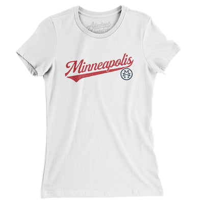 Minneapolis Vintage Script Women's T-Shirt-White-Allegiant Goods Co. Vintage Sports Apparel