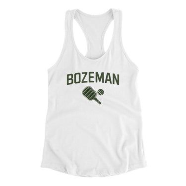 Bozeman Pickleball Women's Racerback Tank-White-Allegiant Goods Co. Vintage Sports Apparel