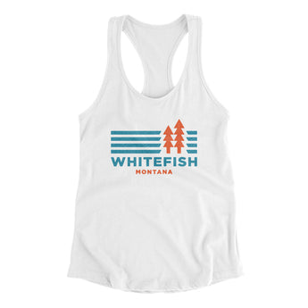 Whitefish Montana Women's Racerback Tank-White-Allegiant Goods Co. Vintage Sports Apparel