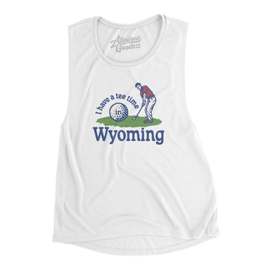 I Have A Tee Time In Wyoming Women's Flowey Scoopneck Muscle Tank-White-Allegiant Goods Co. Vintage Sports Apparel