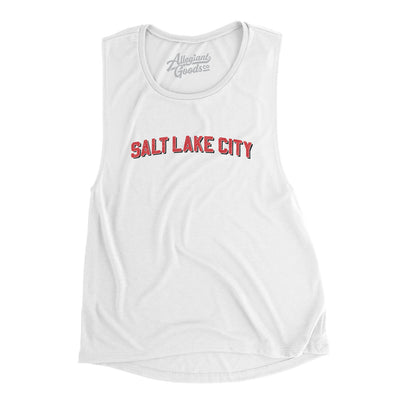 Salt Lake City Varsity Women's Flowey Scoopneck Muscle Tank-White-Allegiant Goods Co. Vintage Sports Apparel