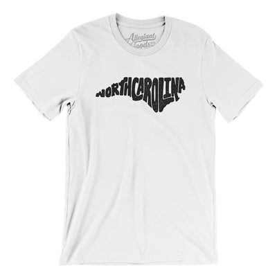North Carolina State Shape Text Men/Unisex T-Shirt-White-Allegiant Goods Co. Vintage Sports Apparel