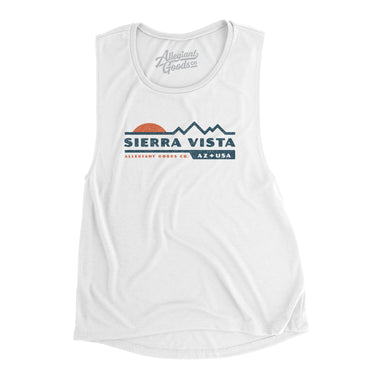 Sierra Vista Mountain Sunset Women's Flowey Scoopneck Muscle Tank-White-Allegiant Goods Co. Vintage Sports Apparel