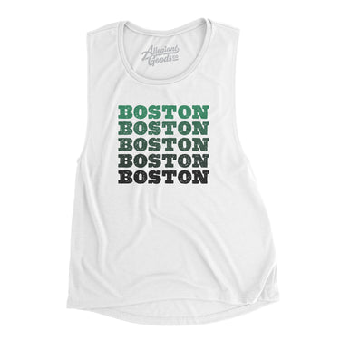 Boston Repeat Women's Flowey Scoopneck Muscle Tank-White-Allegiant Goods Co. Vintage Sports Apparel