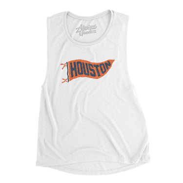 Houston Pennant Women's Flowey Scoopneck Muscle Tank-White-Allegiant Goods Co. Vintage Sports Apparel