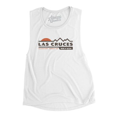 Las Cruces Mountain Sunset Women's Flowey Scoopneck Muscle Tank-White-Allegiant Goods Co. Vintage Sports Apparel