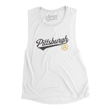 Pittsburgh Vintage Script Women's Flowey Scoopneck Muscle Tank-Allegiant Goods Co. Vintage Sports Apparel
